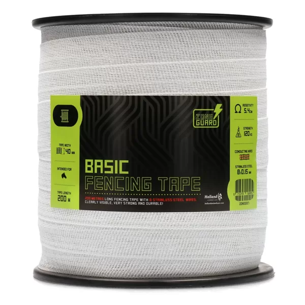 ZoneGuard 40 mm Basic fencing tape white 200 m